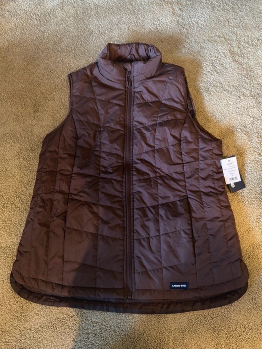 Lands' End Women's Brown Quilted Puffer Vest